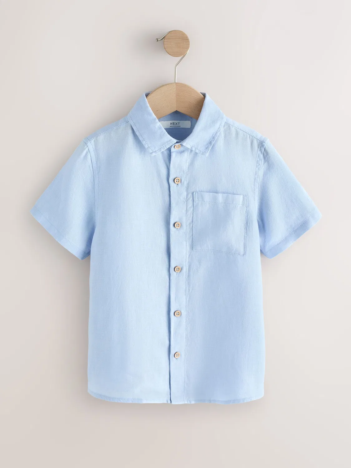 Рубашка с коротким рукавом, льняная, Light Blue Next