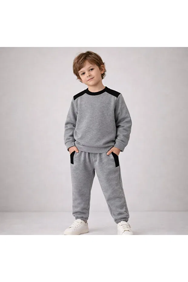 Детский комплект спортивный из футера с длинным рукавом Mumuko, Gray