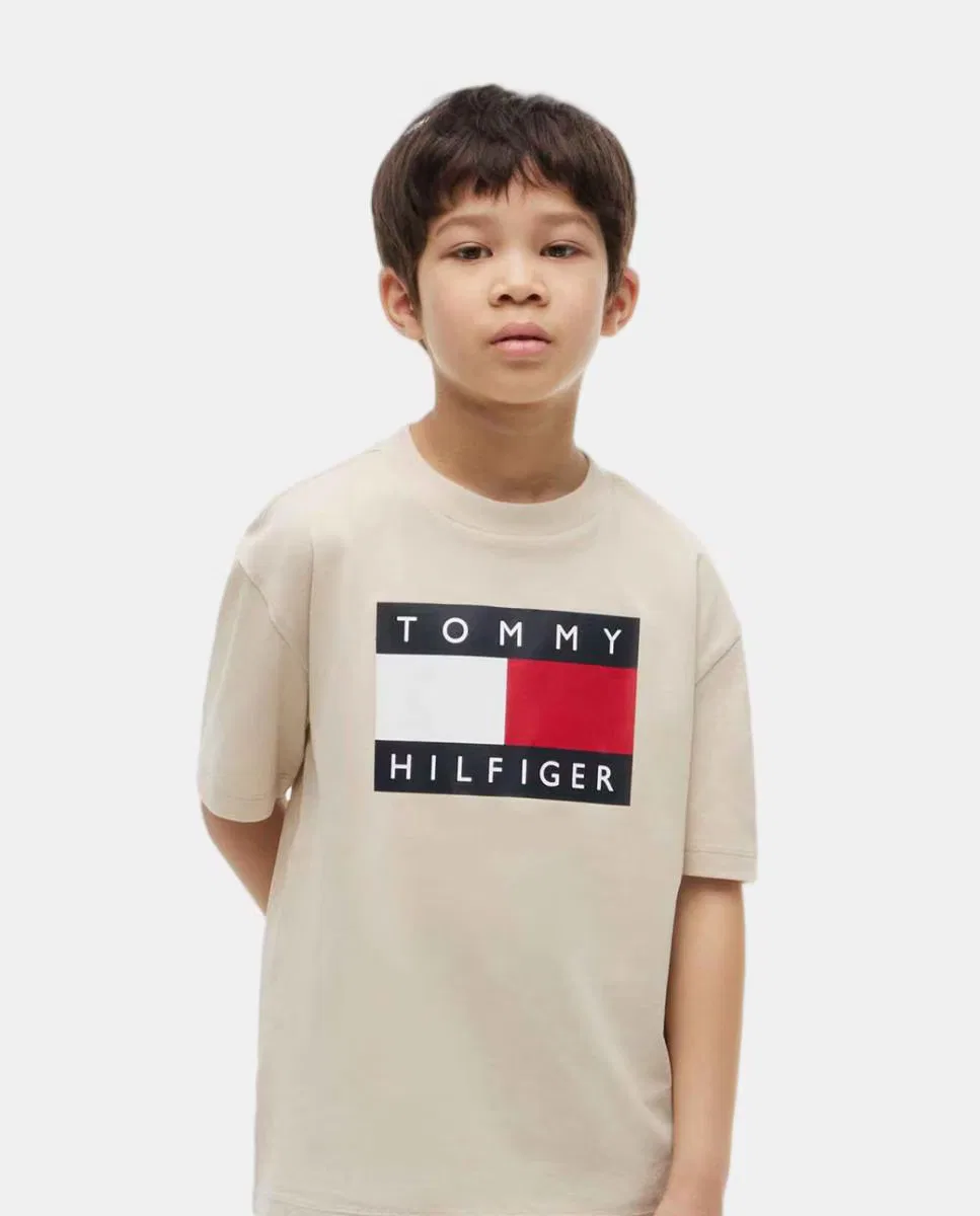 Детская футболка, Logo Frontal, Tommy Hilfiger, бежевый