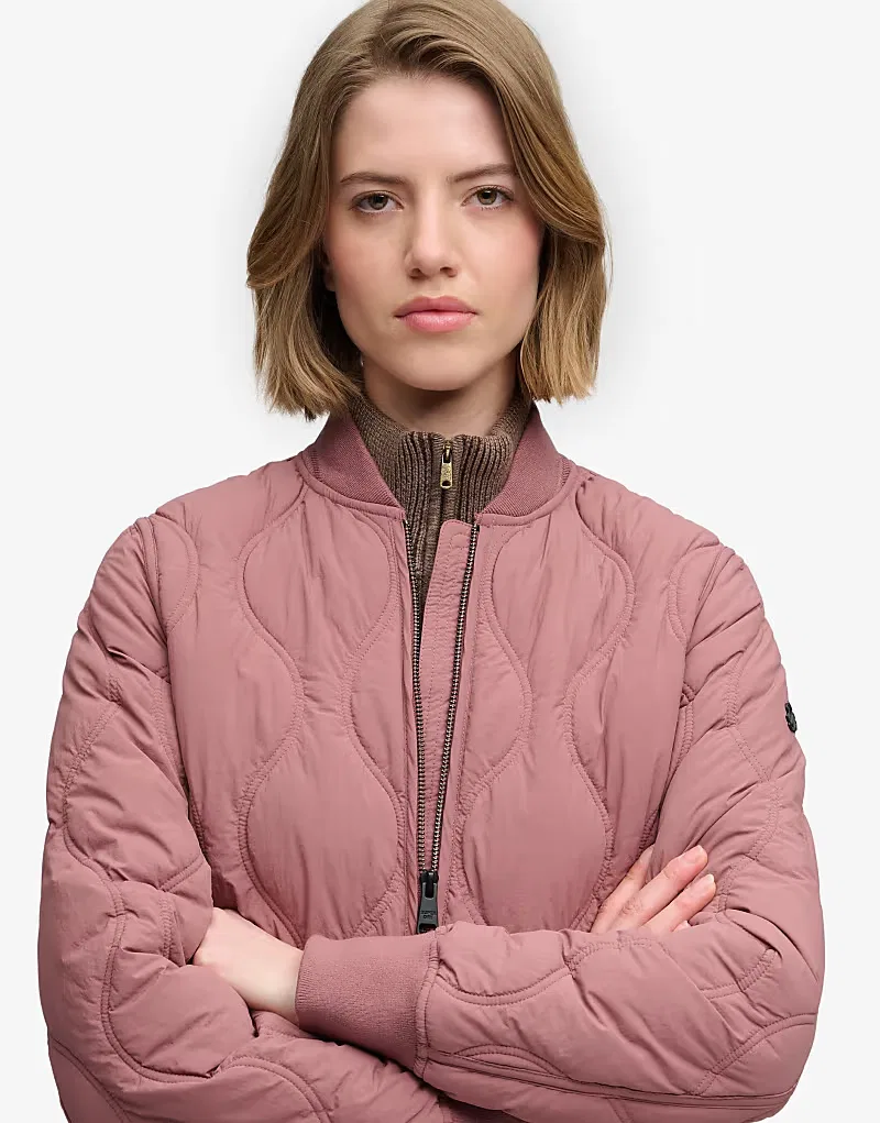 Укороченная стеганая куртка Superdry Short Onion, хаки, бордовый — фото 3