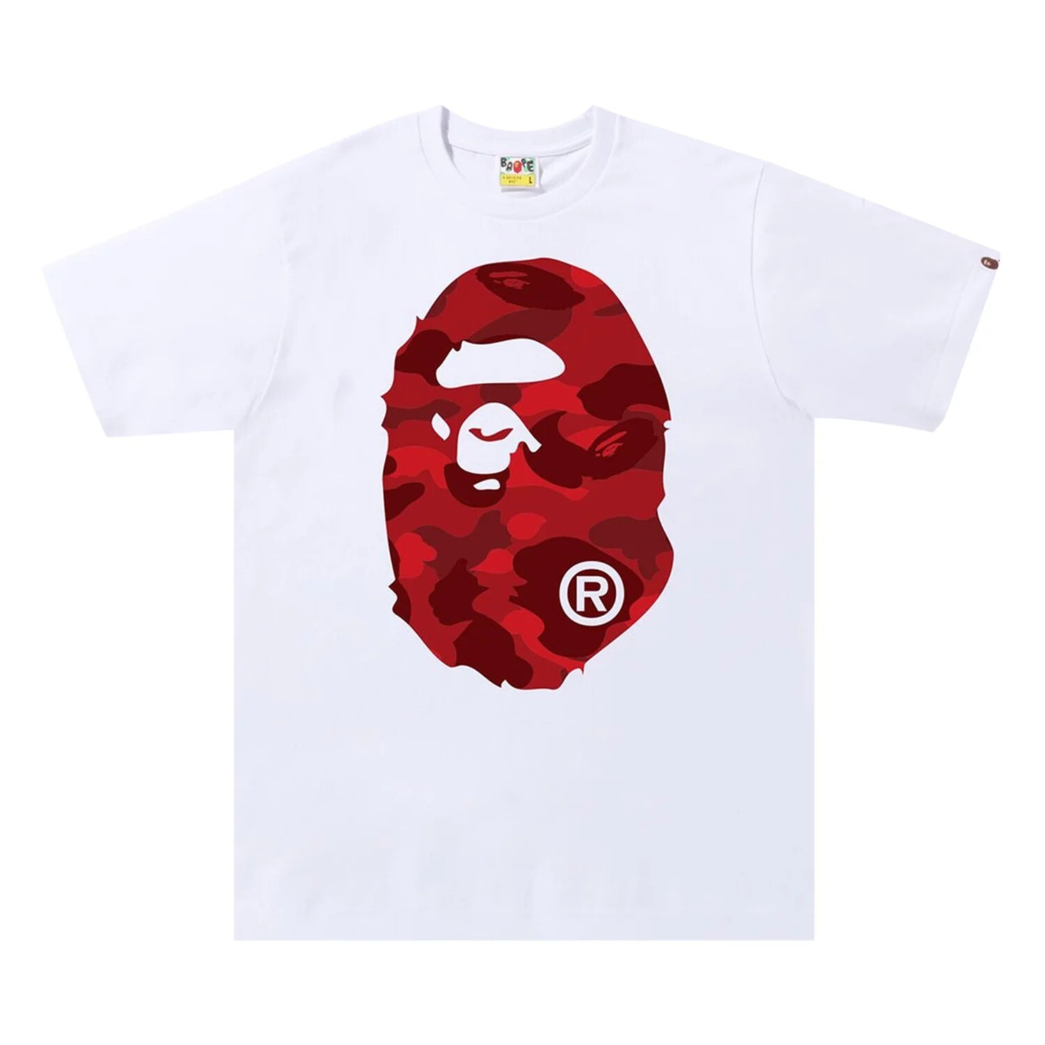

Футболка Bape Color Camo Big Ape Head, белый/красный