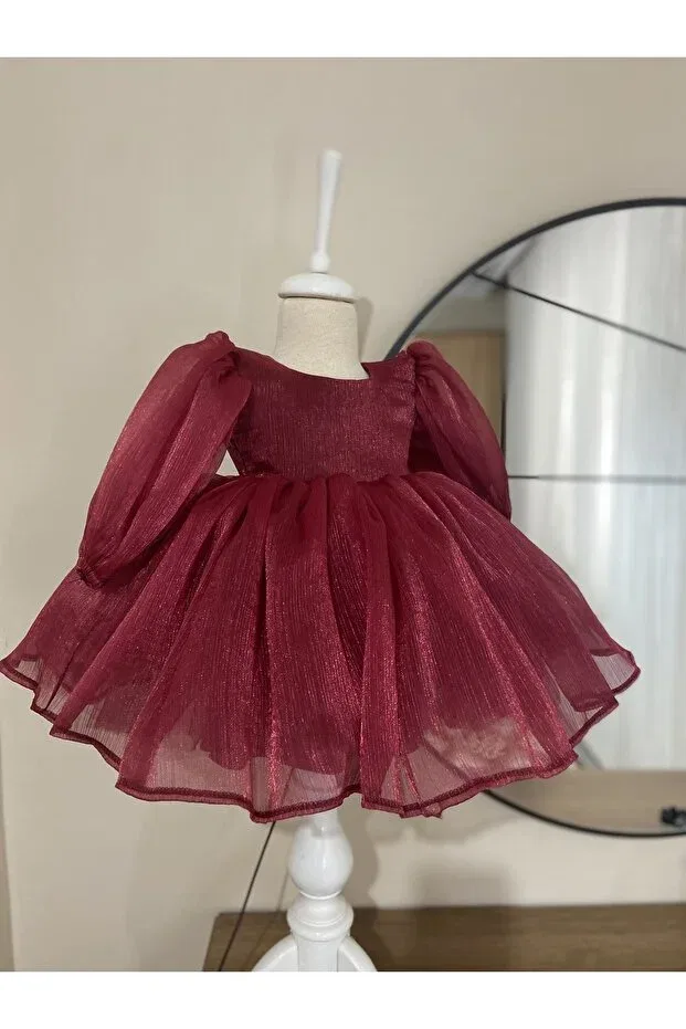 Детское платье для девочек с длинным рукавом Ayda, Burgundy