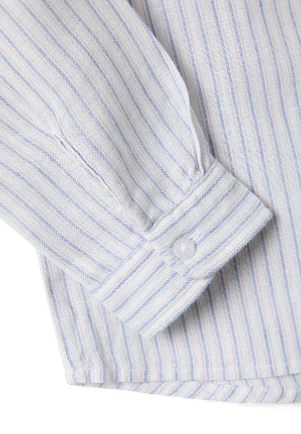 Рубашка из льна с хлопком Regular fit striped - shirt Ovs, белый, светло-синий — фото 3