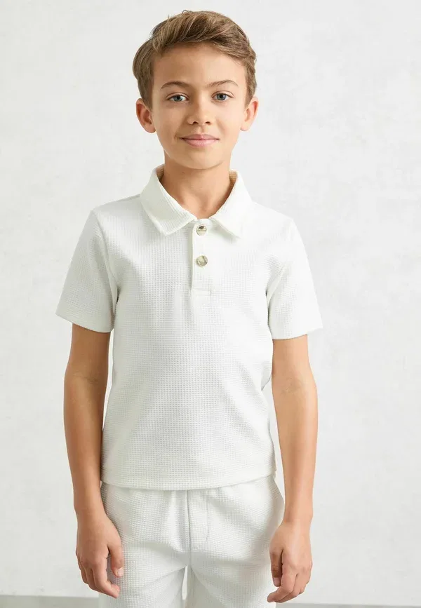 Поло с воротником Forno waffle half-button polo shirt Reiss, белый — фото 2