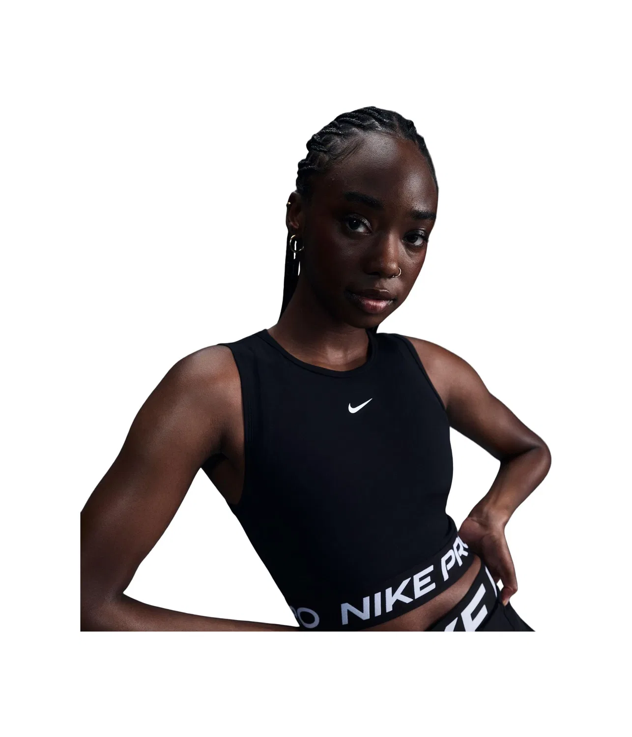 Укороченная майка Pro Dri-FIT Nike, Black/White — фото 2