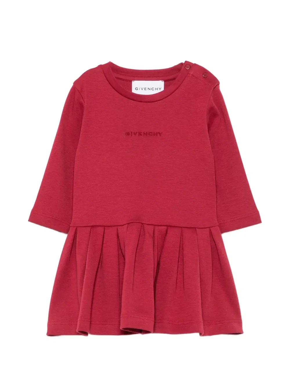 Платье плиссе с вышивкой логотипа Givenchy Kids, красный