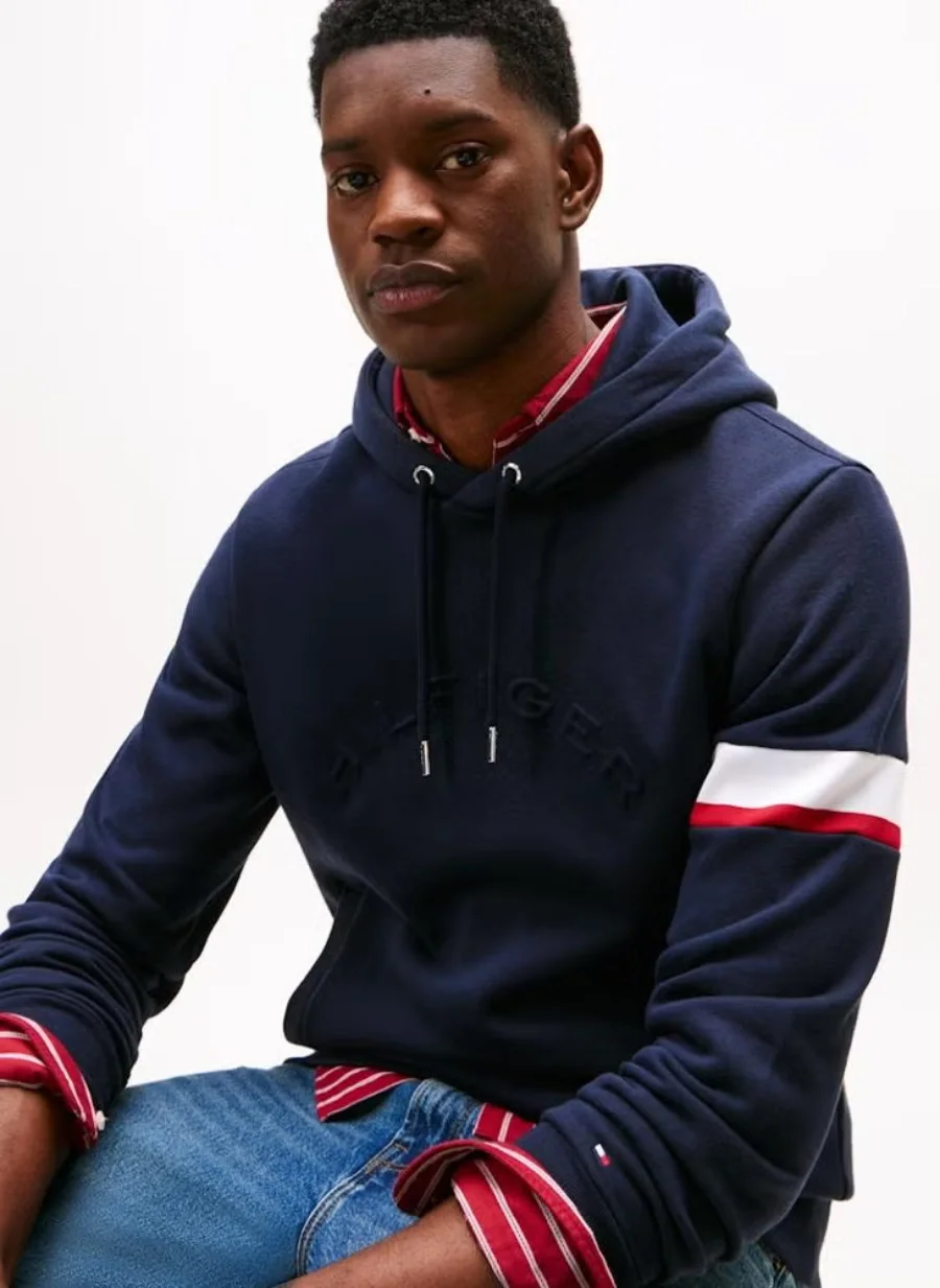 Худи Tommy Hilfiger Embossed Logo, синий — фото 2