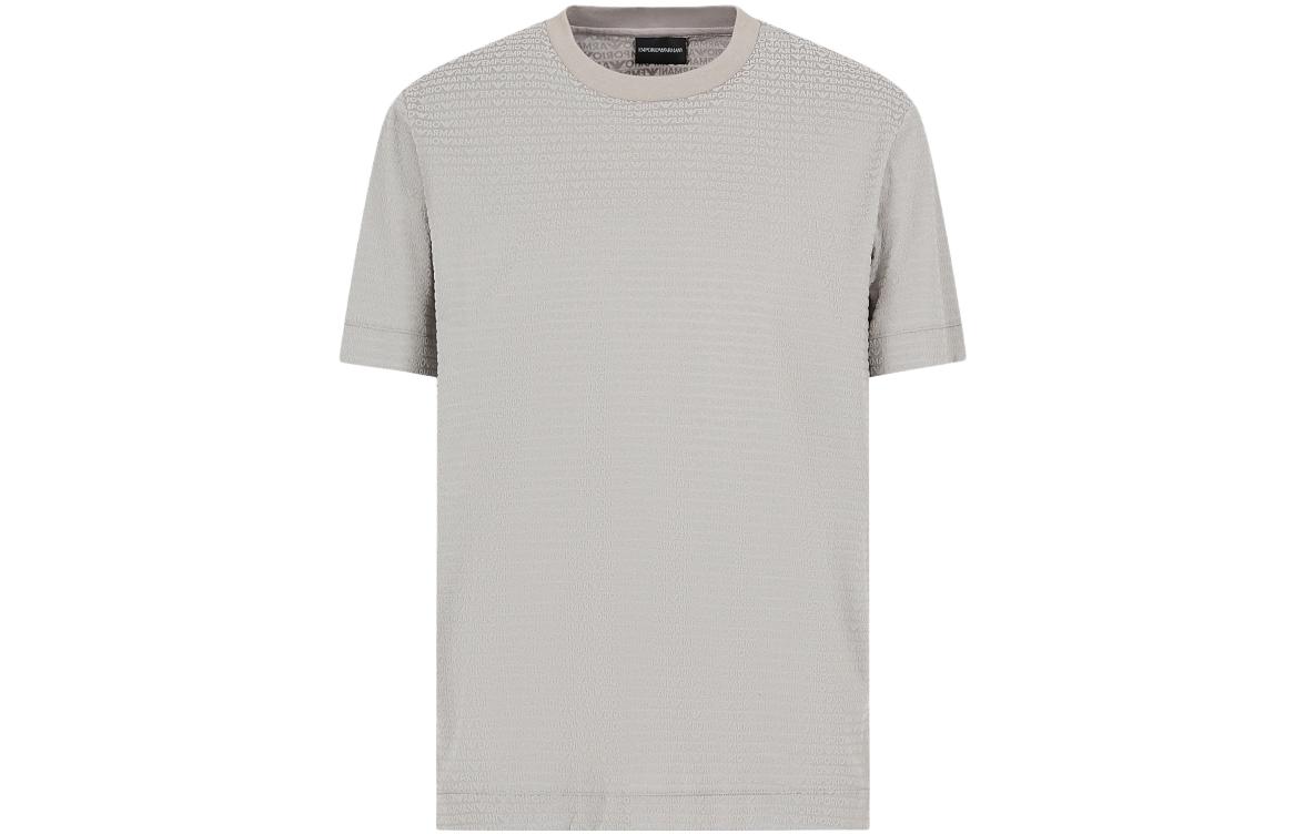 

Футболка с логотипом из флока EMPORIO ARMANI, светло-серый