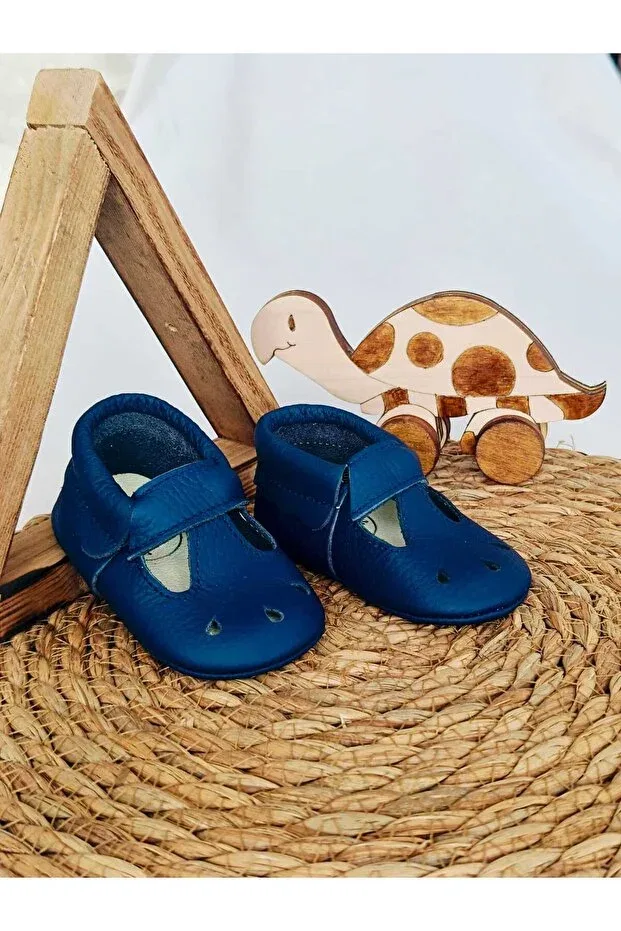 Детские мокасины для мальчиков из натуральной кожи Minibiri, Navy Blue