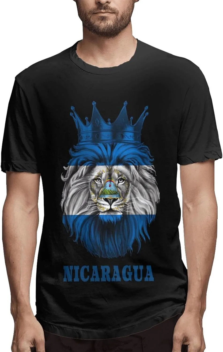 Мужская футболка с принтом King Lion Nicaragua Flag Cotton, King Lion Nicaragua Flag