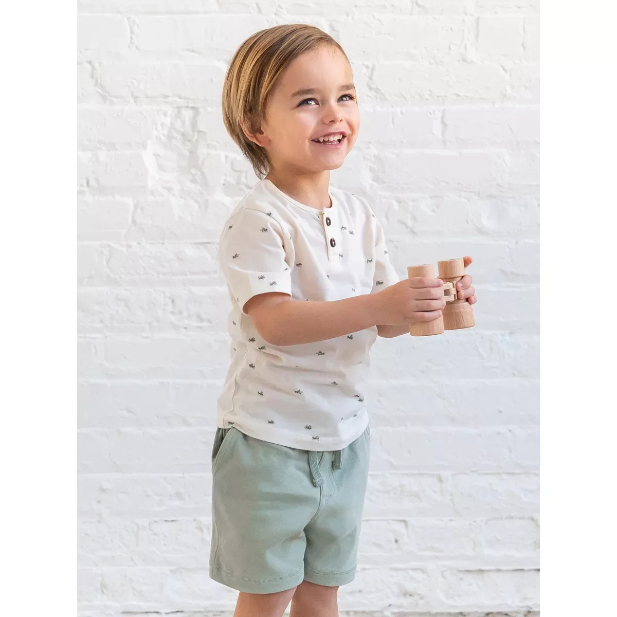 Детские шорты для мальчиков органические хлопковые Dane Shorts Colored Organics, Mint — фото 3