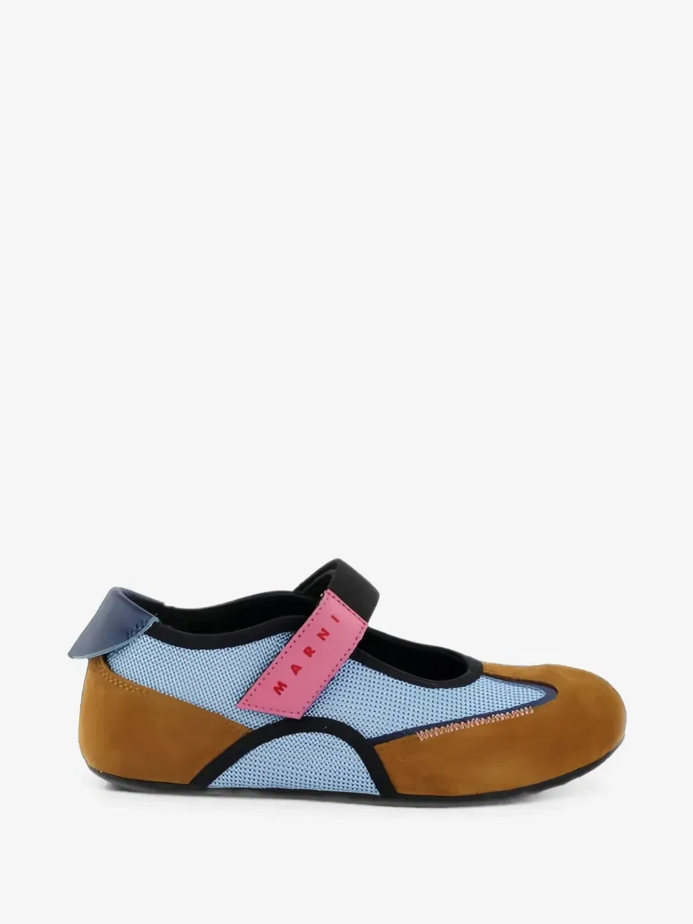 Балетки с логотипом на липучках Marni Kids, синий — фото 2