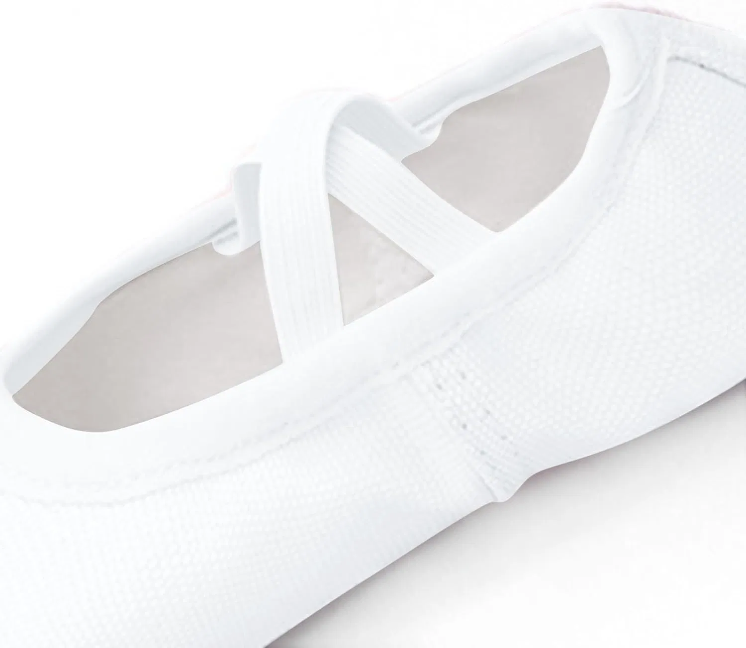 Детские балетки для девочек с мягкой подошвой Canvas Ballet Shoes, White — фото 4