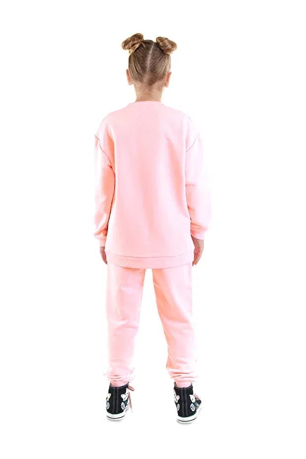 Детский комплект спортивного костюма для девочек с принтом Striped Friends Denokids, Pink — фото 3