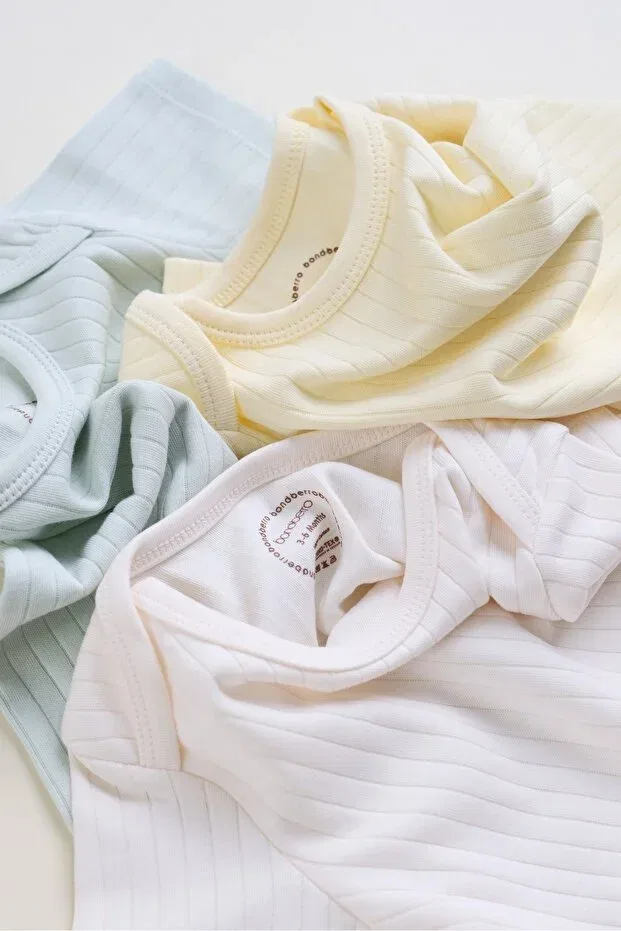 Детское боди-комбинезон без рукавов набор из 3 штук Bondberro, Yellow / Mint / Cream — фото 4