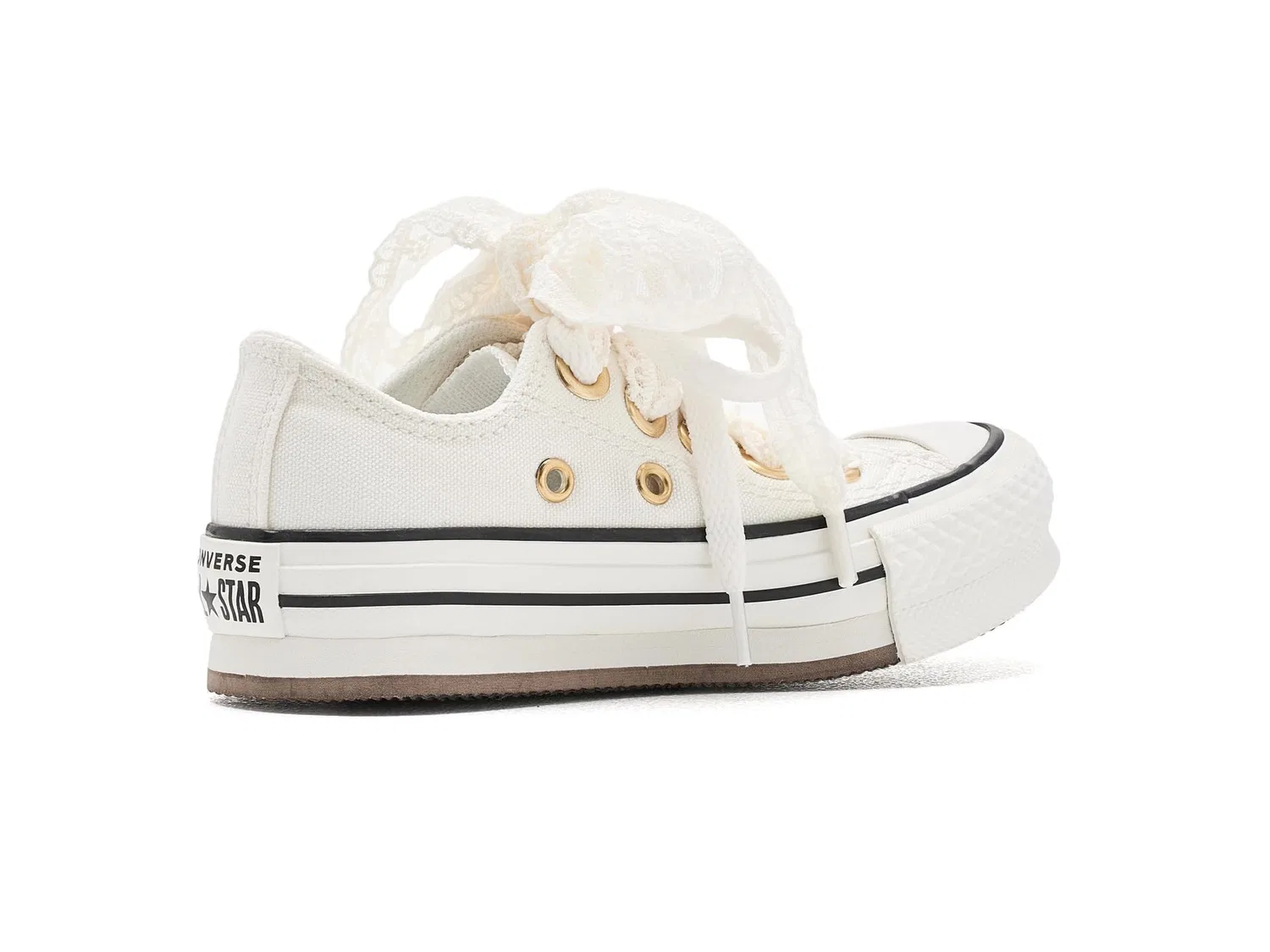 Кеды Chuck Taylor All Star Eva Lift Platform Lace (для маленьких детей) Converse Kids, Vintage White/Gold/Black — фото 4