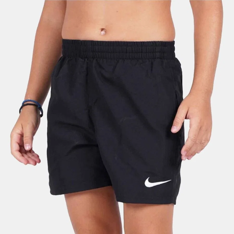 Детские спортивные шорты с длиной 4 дюйма Nike Swim Breaker Solid Essent Volley Short, Черный — фото 4