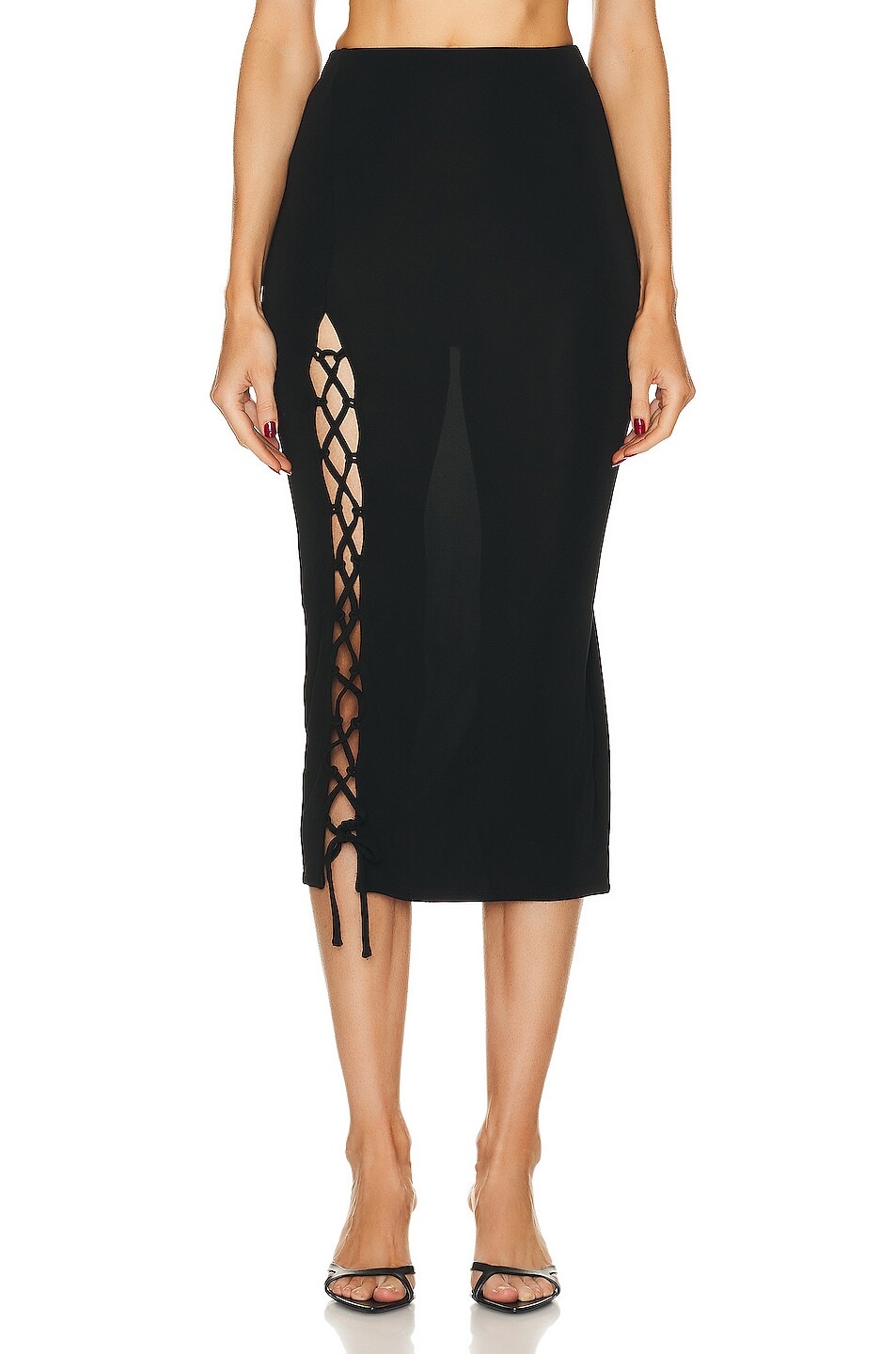 

Юбка Fleur Du Mal Jersey Lace Up, черный