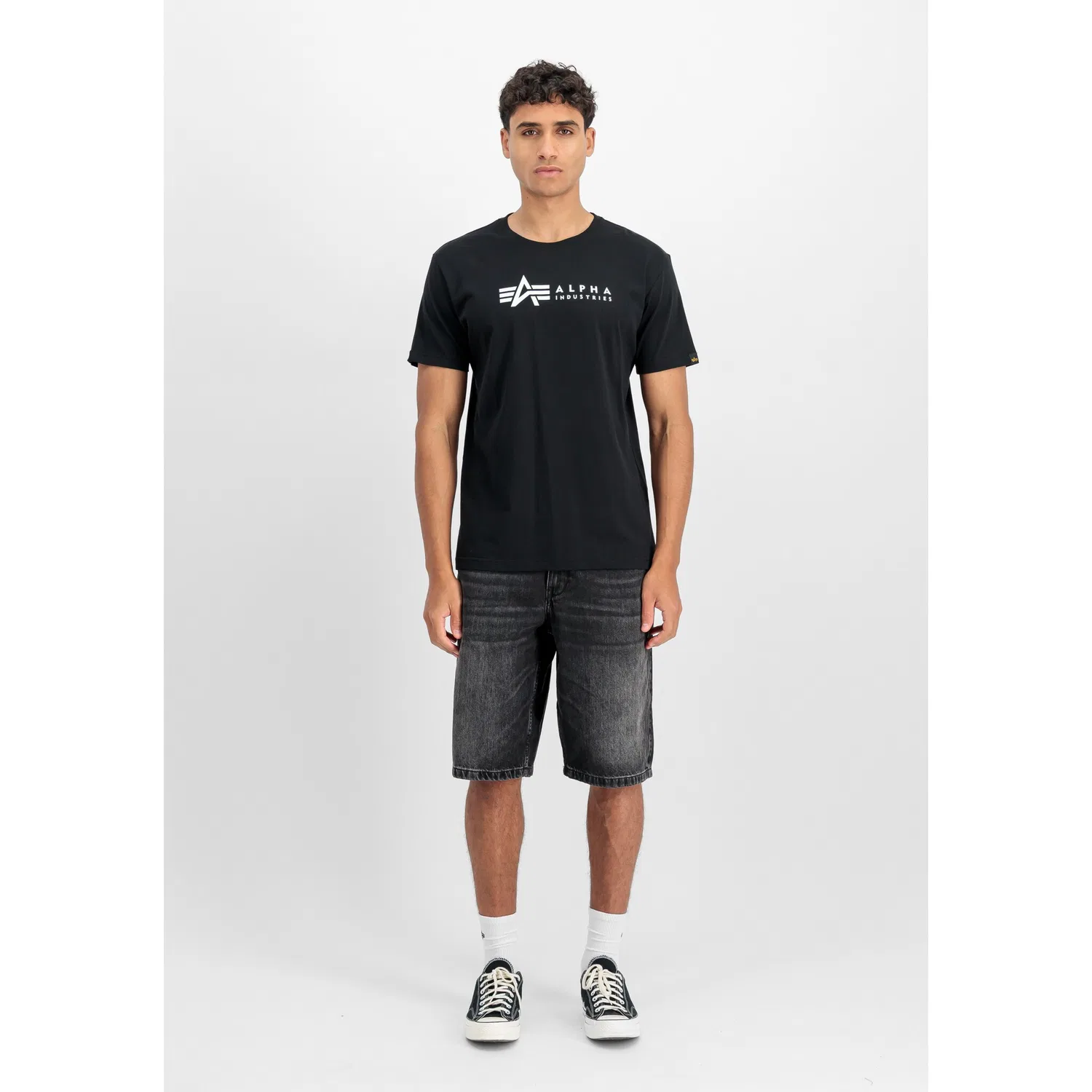 Детские футболки с круглым вырезом Alpha Industries, Black/Rep.Blue — фото 3