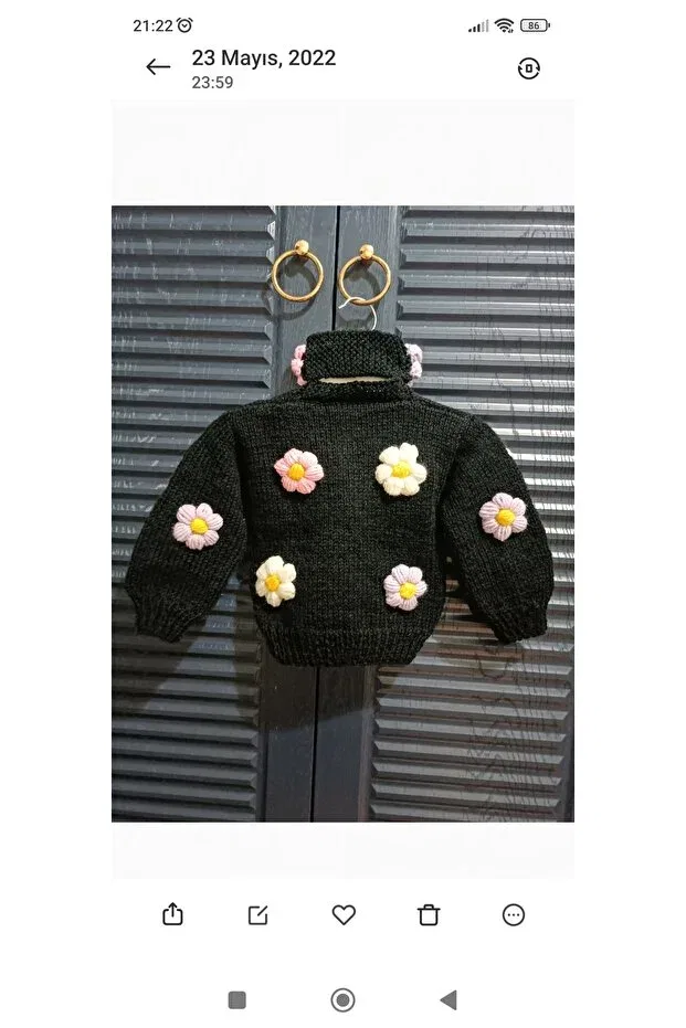Детский кардиган для девочек с цветочным принтом El Örgüsü Cici Bebe, Black — фото 2