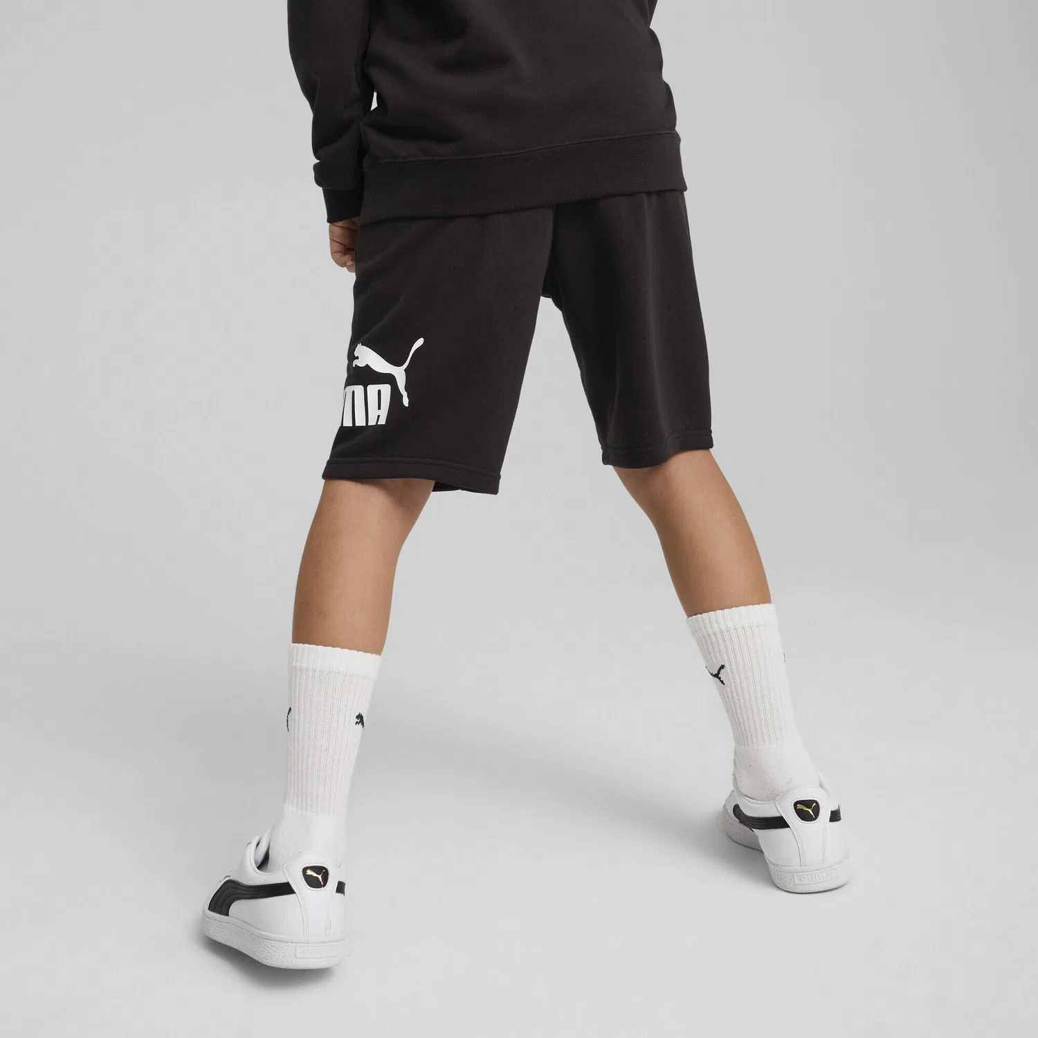 Детские шорты с принтом ESS No. 1 Logo Shorts Jungen Puma, Schwarz Aschgrau — фото 3