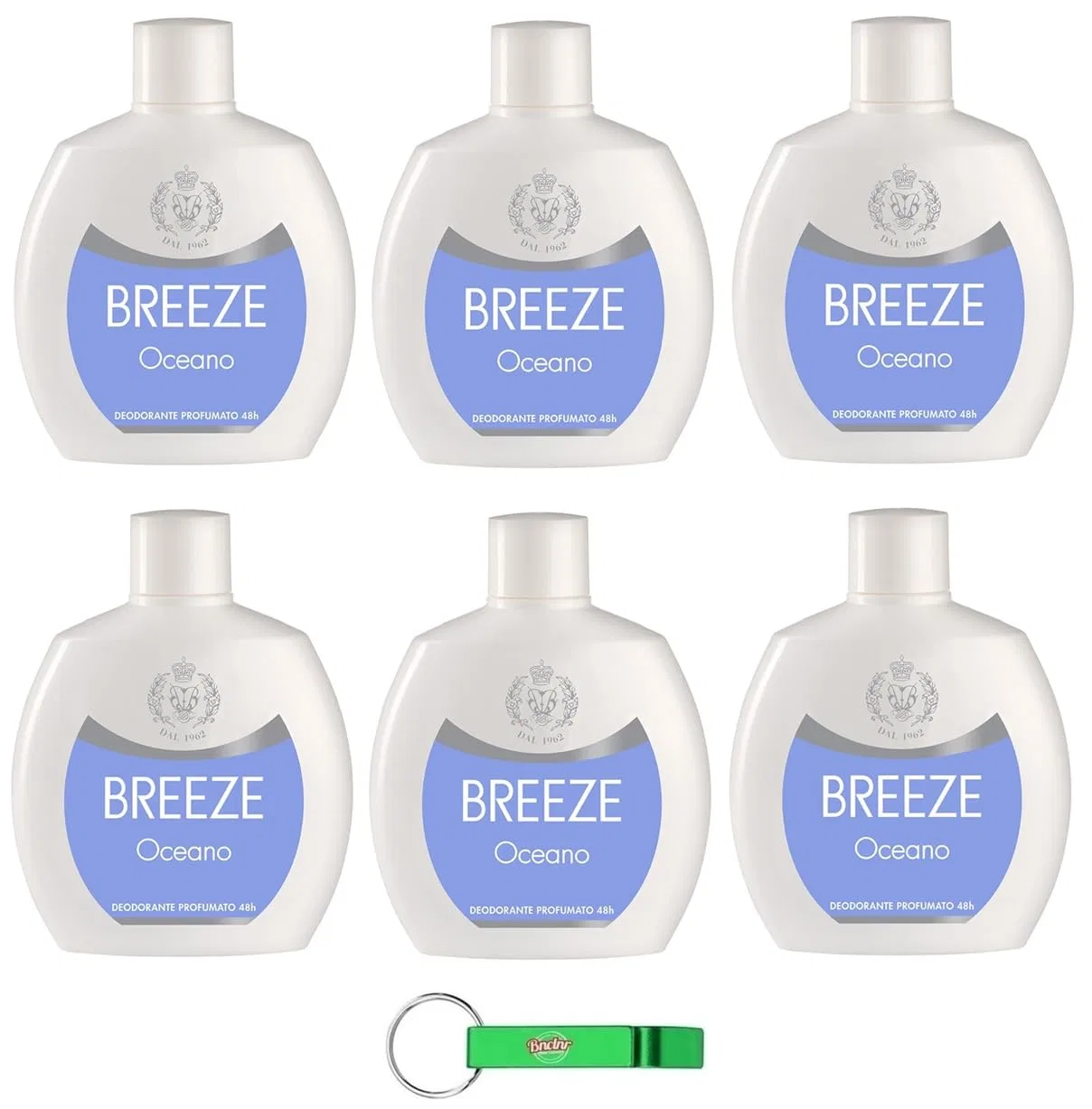 Дезодорант без газа и алюминия Breeze Oceano, набор 6 шт. по 100 мл, с брелоком Beni Culinari