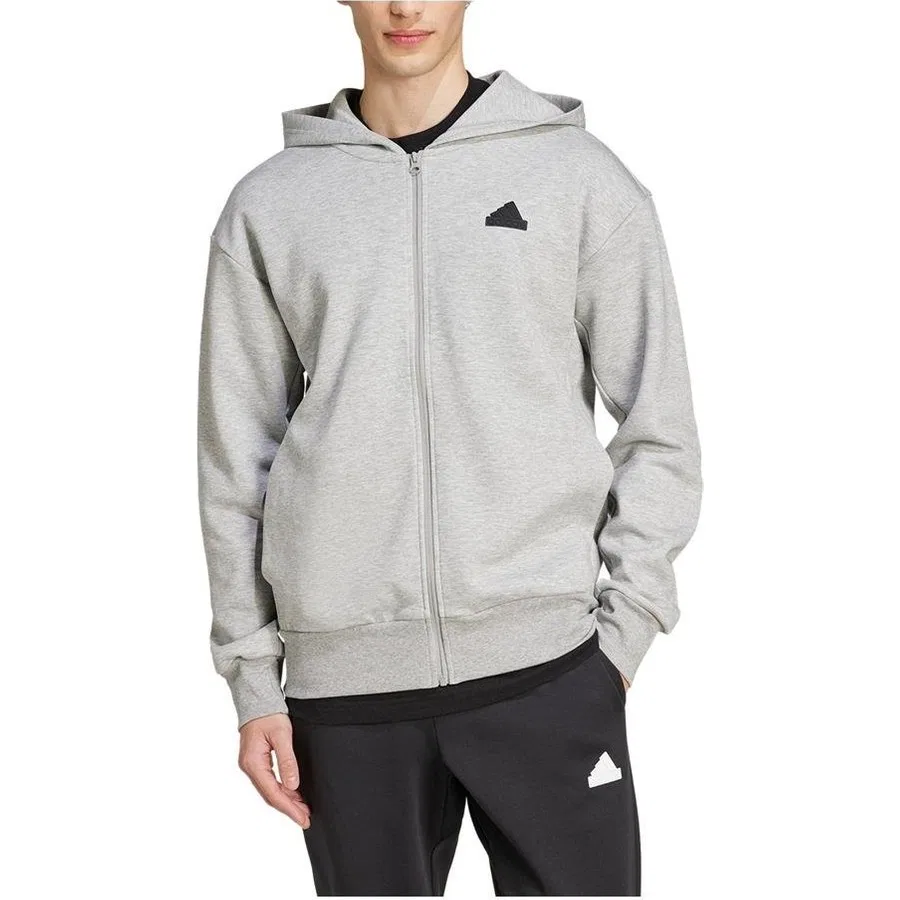 Мужской свитшот с капюшоном и молнией adidas M Fı Dblknt Fz, Серый — фото 4