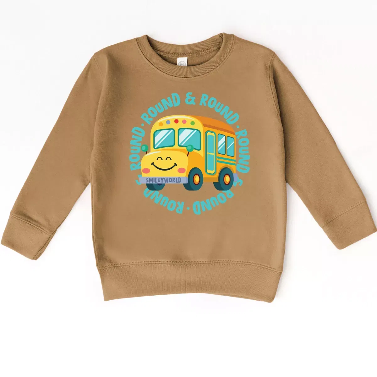 Детский свитшот для девочек с принтом SmileyWorld Round & Round Bus The Juniper Shop, Camel
