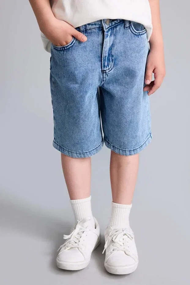 Детские шорты для мальчиков хлопковые Regular fit Defacto, Blue-Nm39 — фото 3