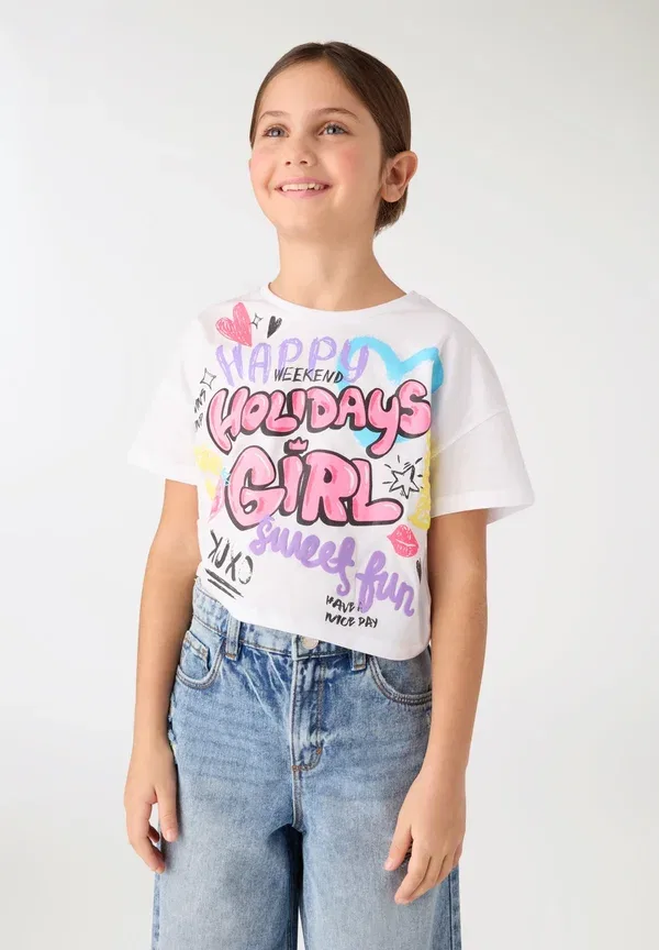 Футболка с принтом Con graffiti T-shirt Terranova, Bianco Ottico, белый — фото 2