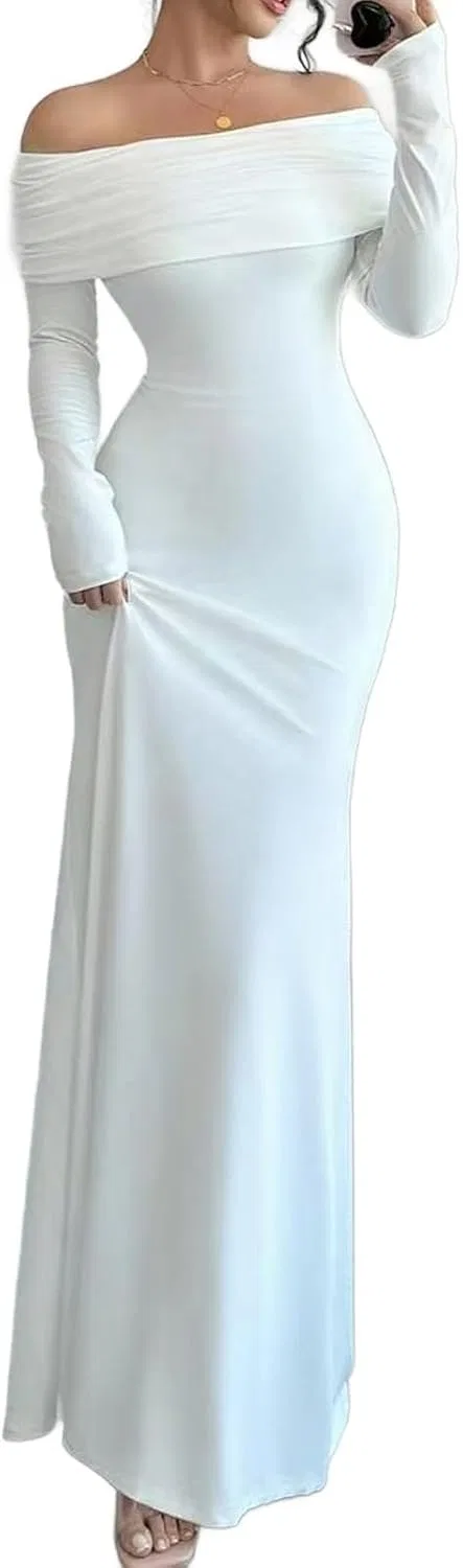 Женское вечернее платье с длинным рукавом, off shoulder, Bodycon, 2025 Fall, Formal