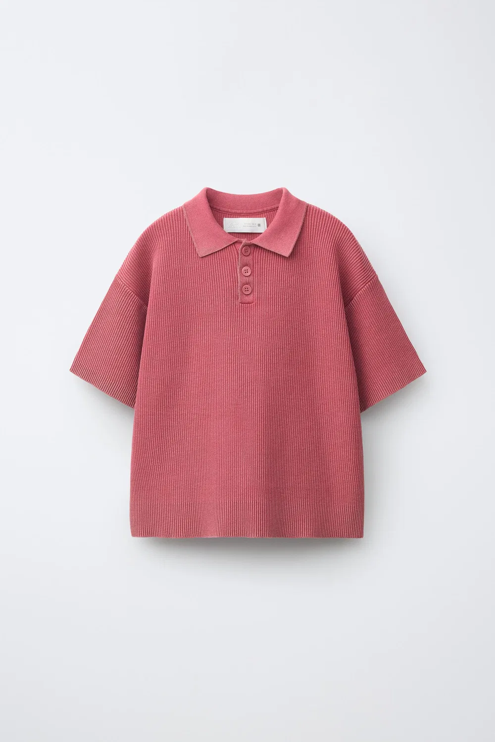 Рубашка-поло в рубчик с кислотной обработкой ZARA, Strawberry
