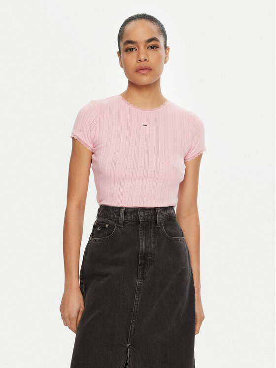 

Облегающая футболка DW0DW19493 Tommy Jeans, розовый