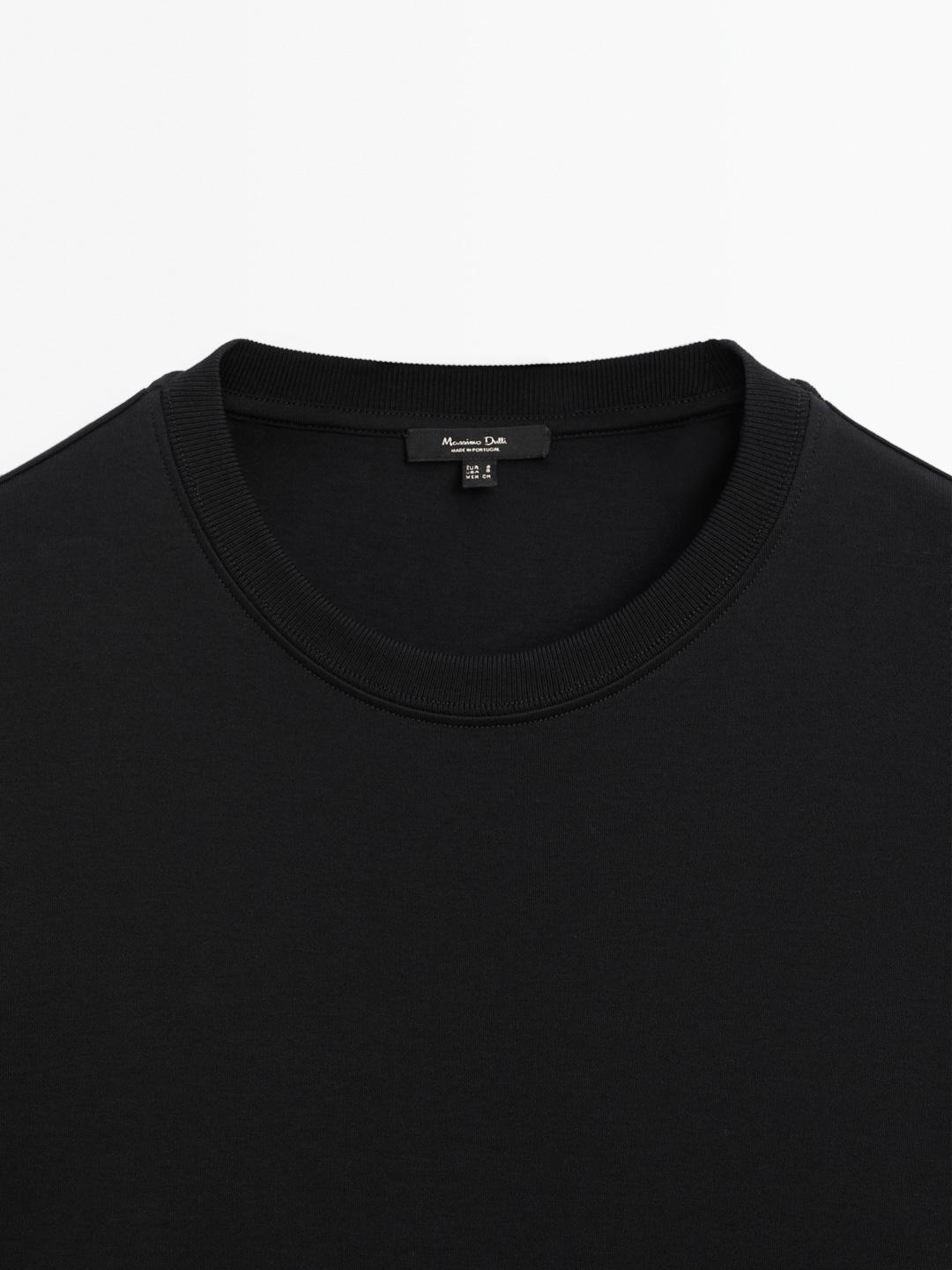 Футболка Massimo Dutti 100% Cotton Interlock Long Sleeve, черный — фото 2