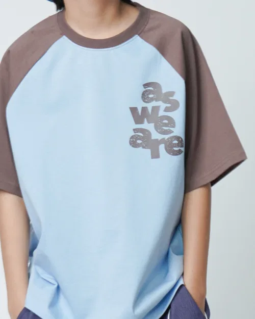 Детская футболка оверсайз с принтом As We Are KRNR, Blue Brown