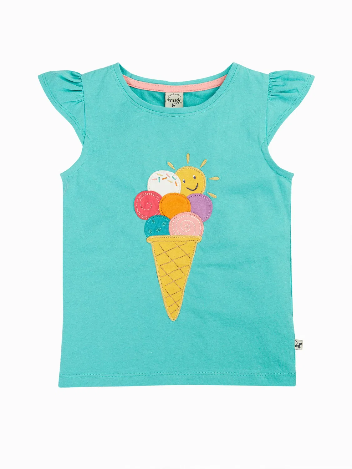 Футболка с оборкой на плечах Frugi Blue Harmony, синий