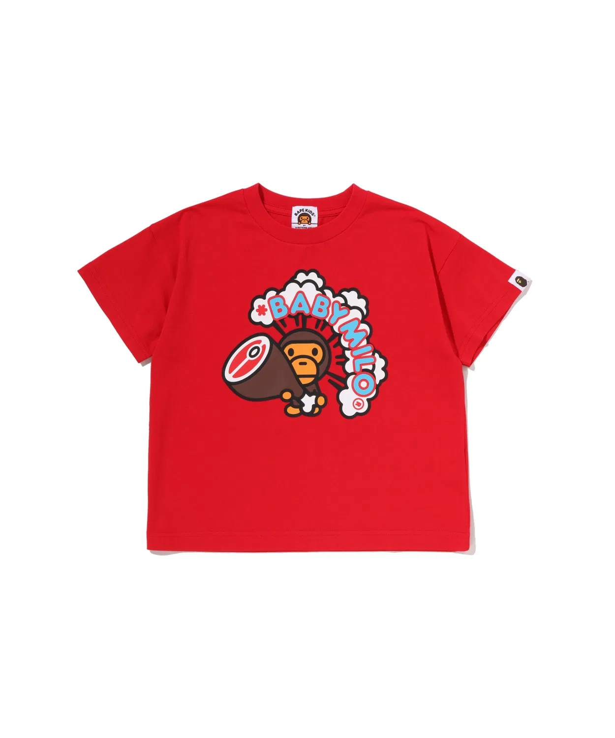 Детская футболка с принтом, модель BABY MILO MEAT A BATHING APE, Red