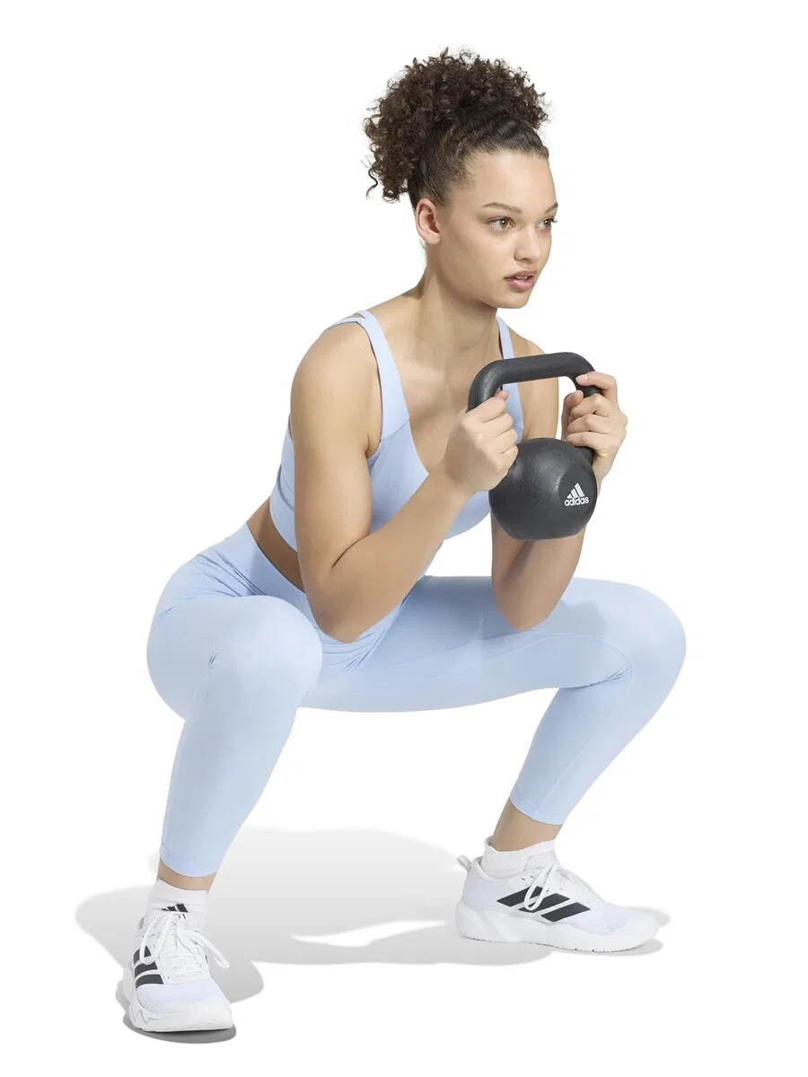 Спортивные узкие брюки ADIDAS PERFORMANCE Skinny Workout Pants 'Studio All Me' светло-голубого цвета — фото 4
