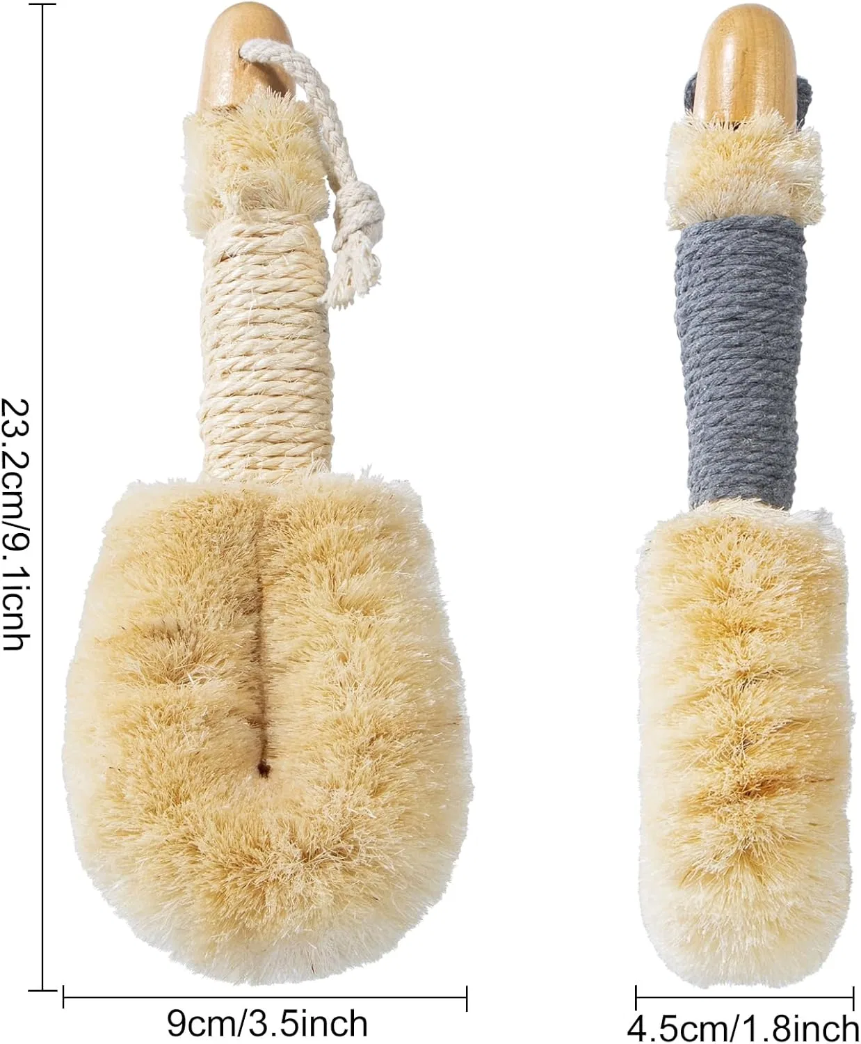 Щетка для сухого массажа тела из натуральной сизали, Large, Beige Beomeen — фото 3