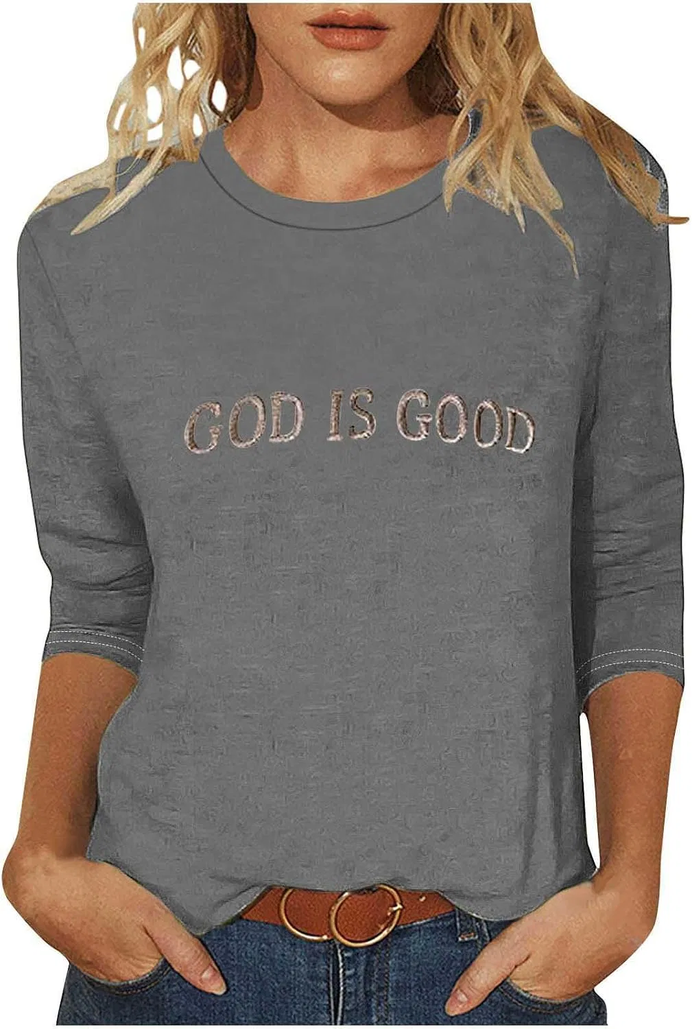 Женская футболка с длинным рукавом God is Good, серый