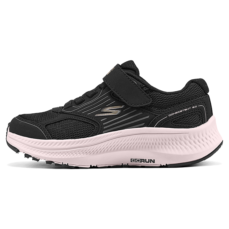 

Skechers Kids Кроссовки для бега с низким верхом, амортизирующие, устойчивые к истиранию и скольжению, черные/розово-золотые, детские