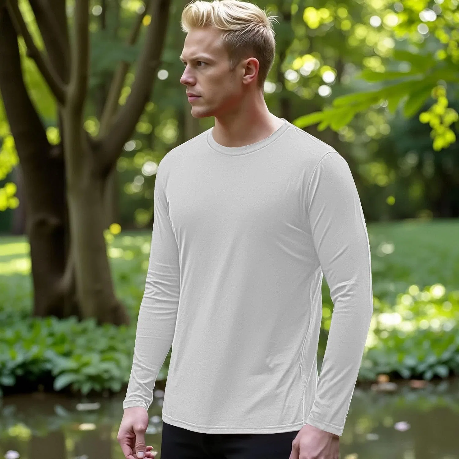 Мужская футболка с длинным рукавом Slim Fit Miyaomn, White — фото 3