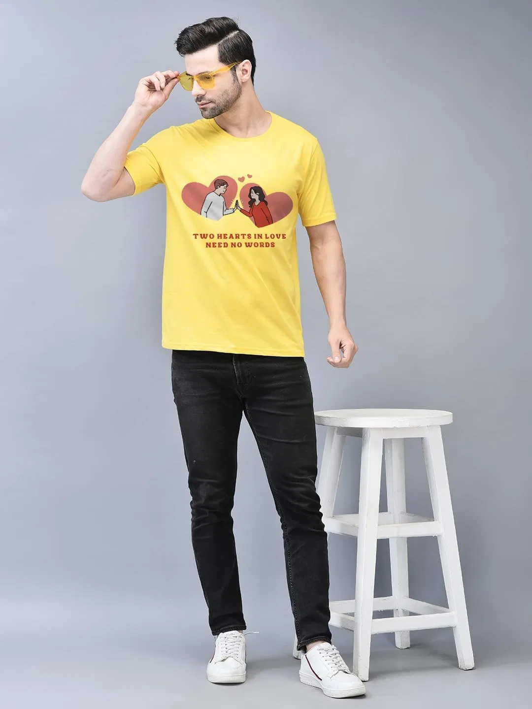 Мужская футболка с минималистичным дизайном Regular Fit, Yellow — фото 3
