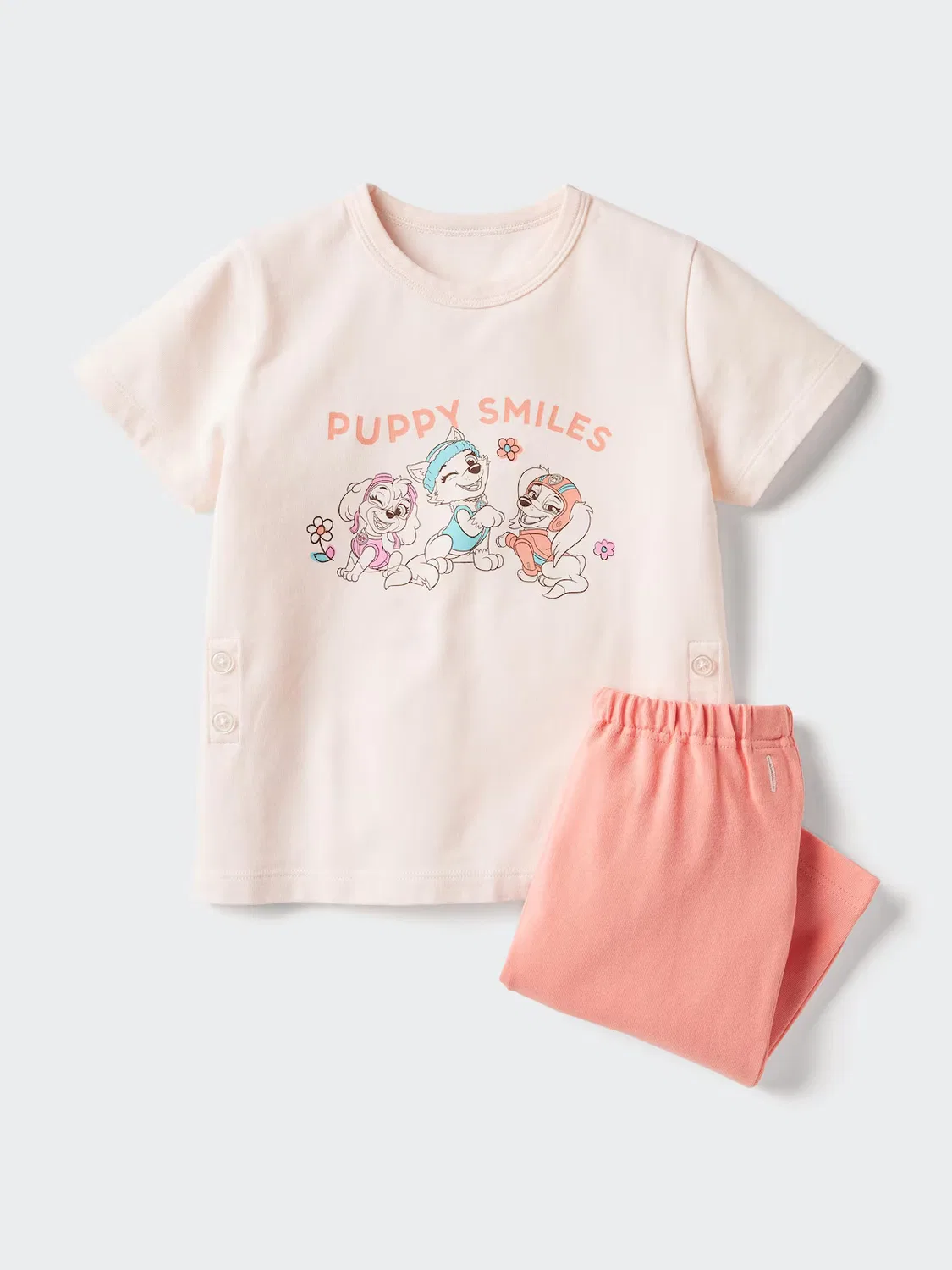 Пижама Uniqlo, детская, «Щенячий патруль», с коротким рукавом, розовый
