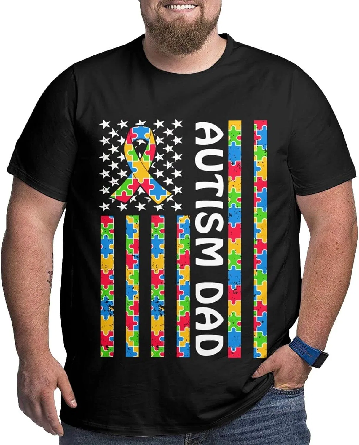 Мужская футболка с графическим принтом Regular Fit, Autism Awareness Proud Autism Dad