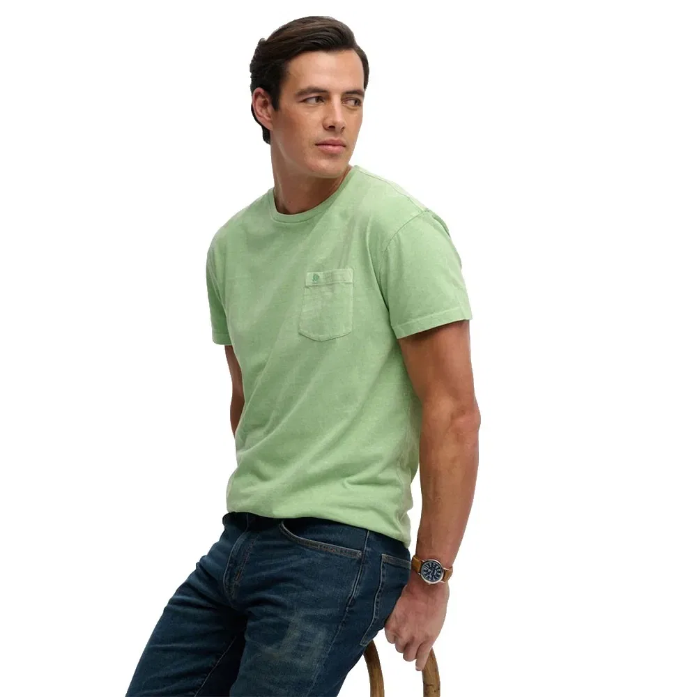 Футболка с коротким рукавом Cotton Classic Linen Pocket Superdry, зеленый — фото 3