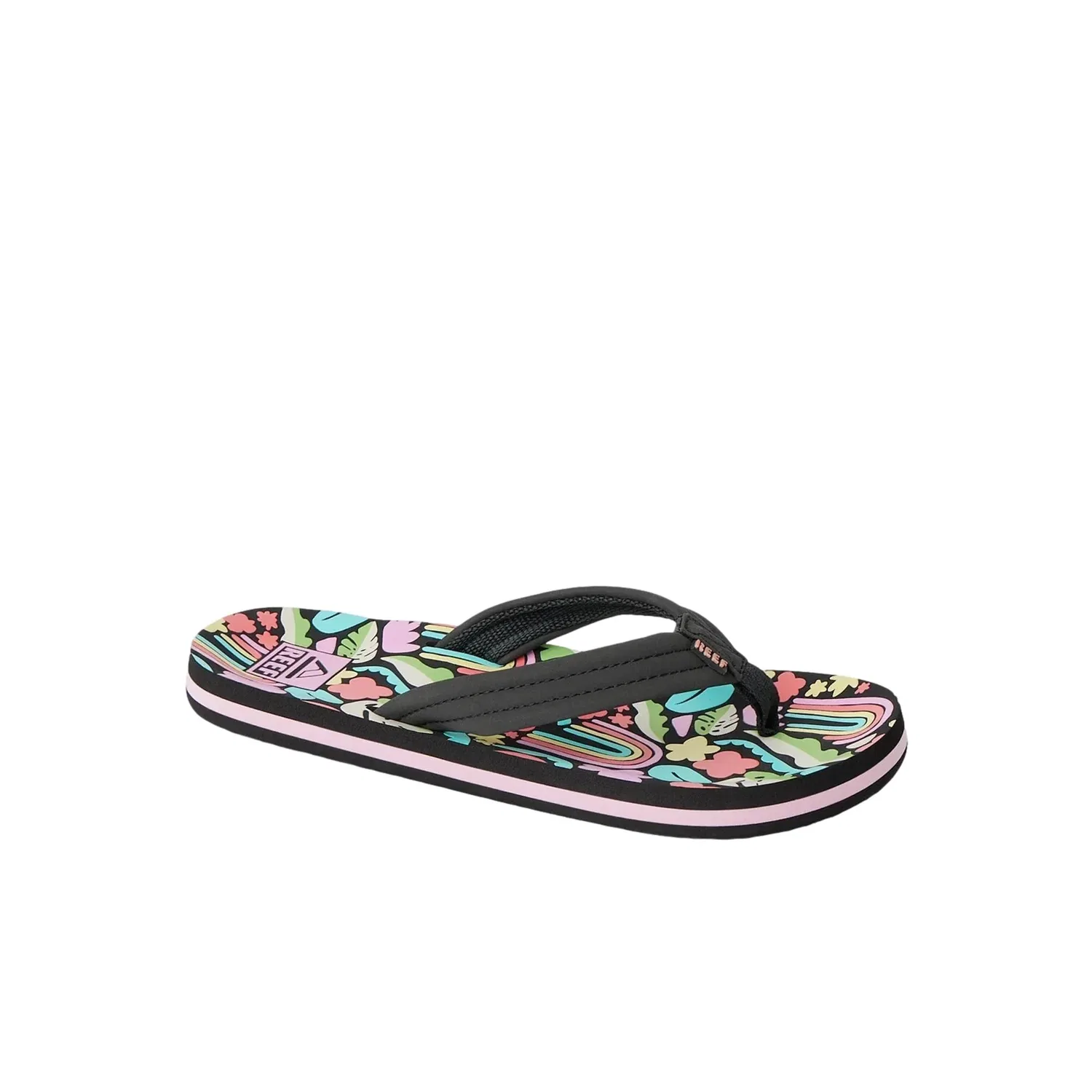 Детские шлепанцы легкие Reef Ahi Tropical Rainbow CJ6550, черный