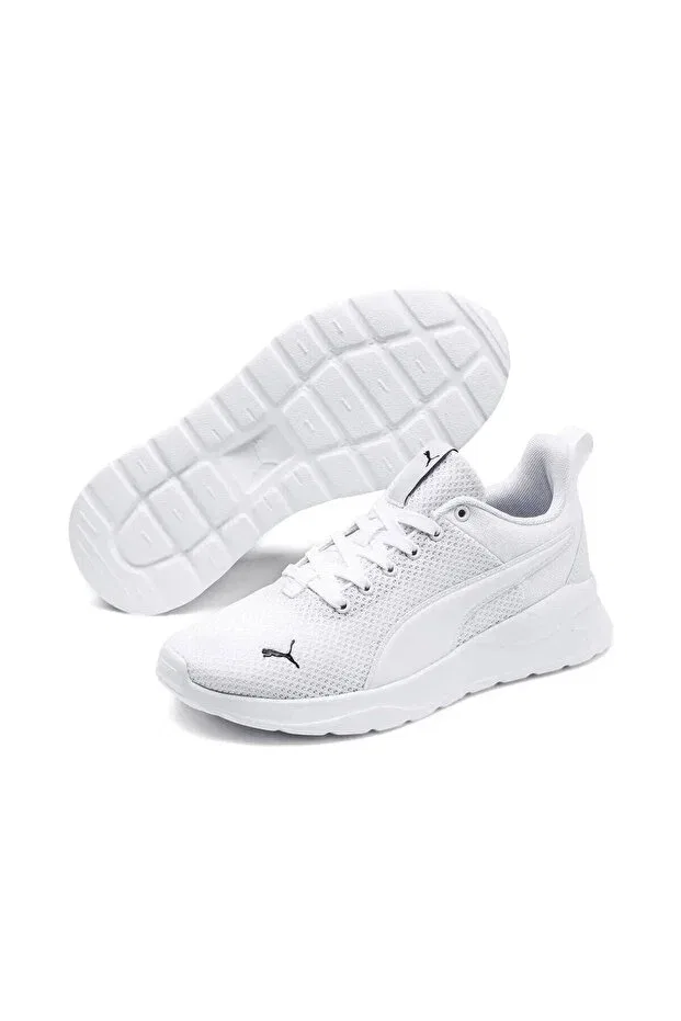 Детские кроссовки для девочек шнурующиеся Anzarun Lite Jr Puma, Puma White - Puma White — фото 3