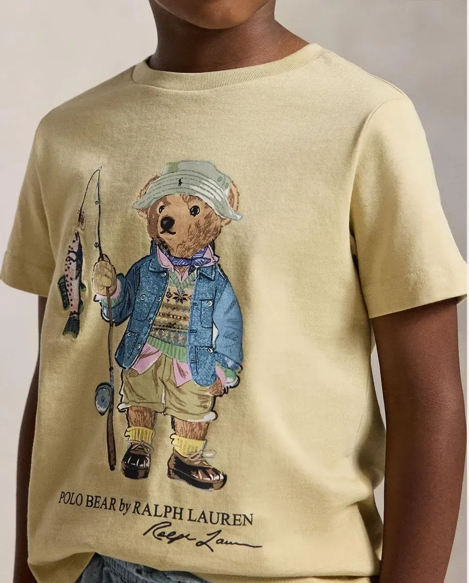 Детская футболка для мальчиков хлопковая Polo Bear Polo Ralph Lauren, Crema — фото 2