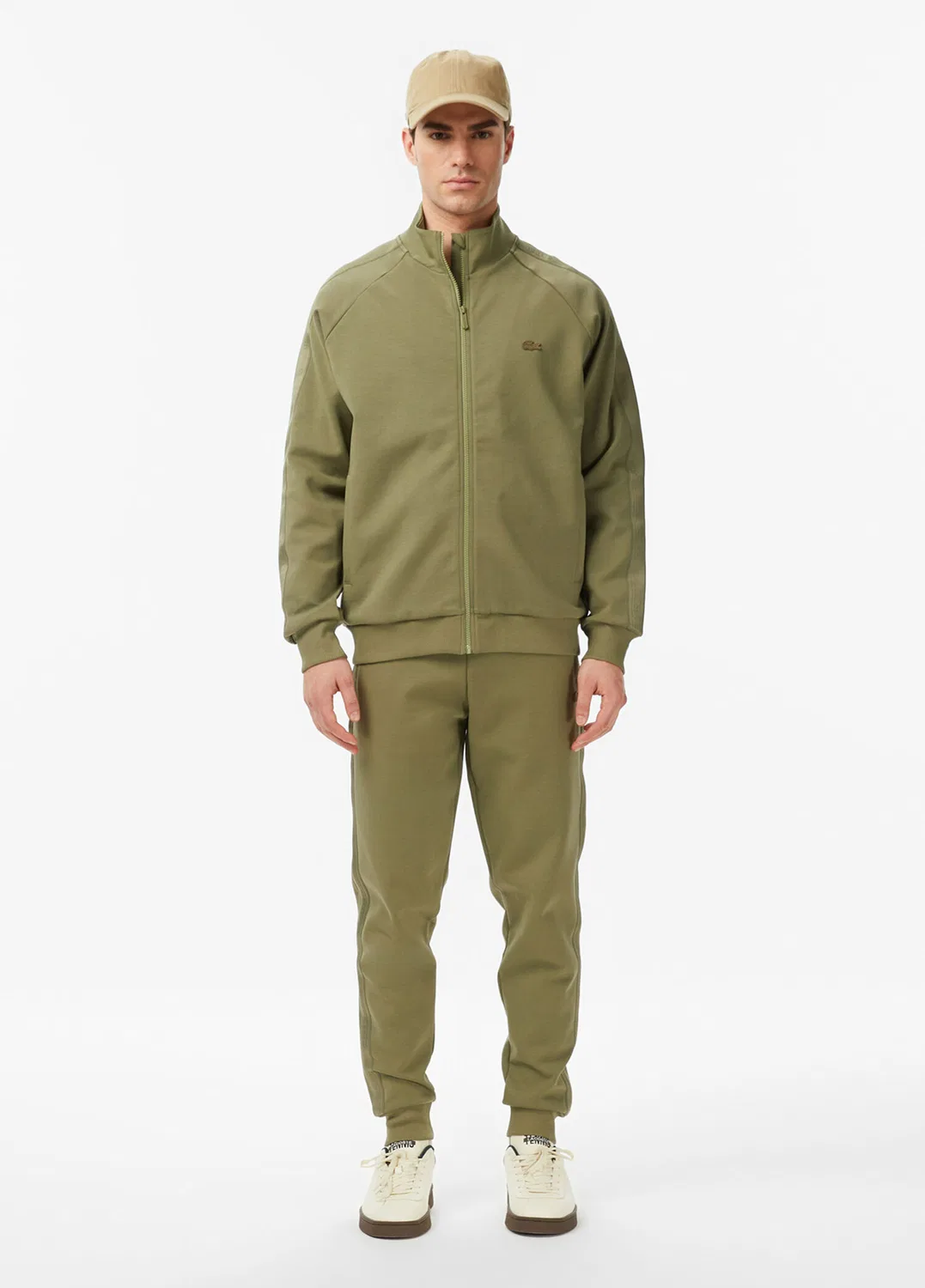 Свитшот с воротником-стойкой на молнии Lacoste, хаки — фото 4